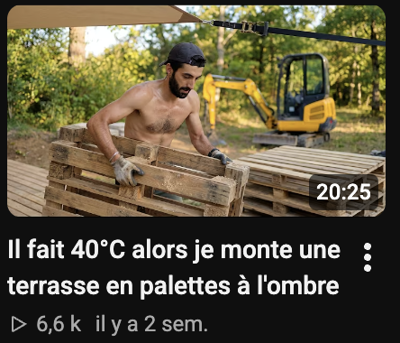 Vidéo YouTube : terrasse en palettes